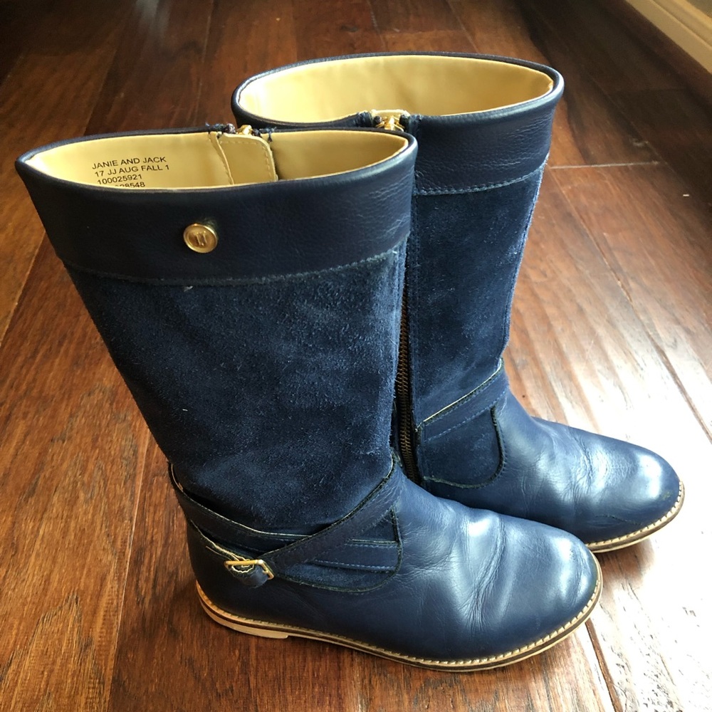 Janie and Jack Navy riding boots size 1